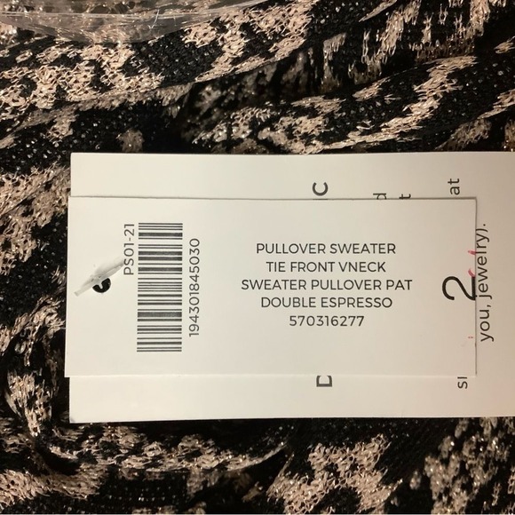 Chico's cream Python Print Tie Neck Sweater size 12 (3600) - Picture 8 of 10